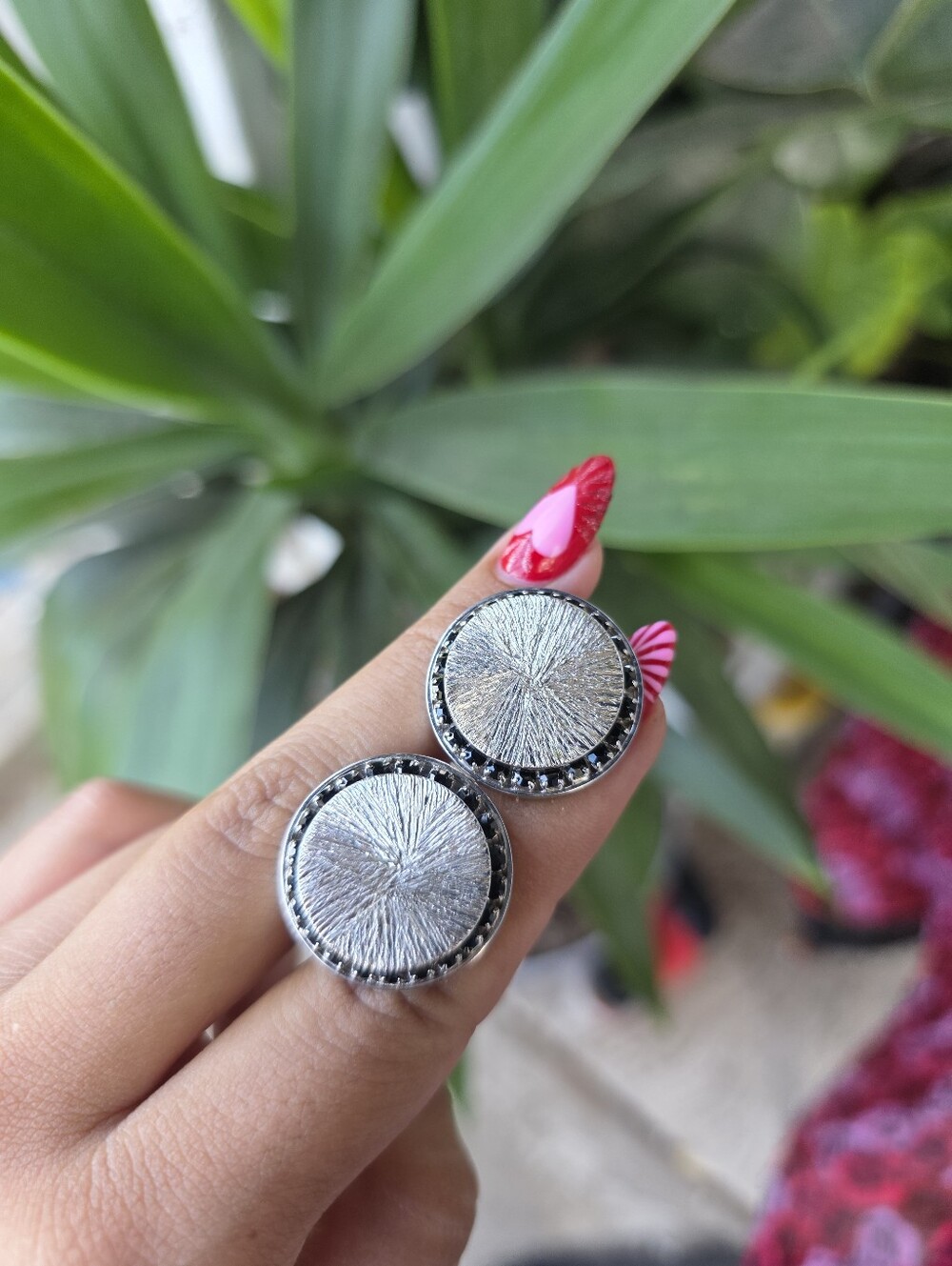 Silver Tone Sunburst Pyrite Halo Cufflinks Pair